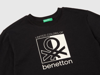 Benetton_Black_Warm T-Shirt with Logo Print_3ATNC10QU_100_03