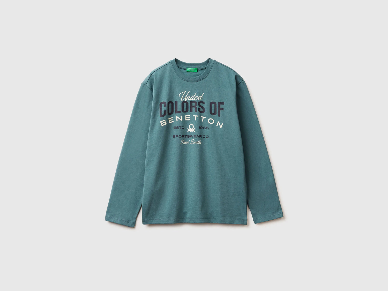 Benetton_Turquoise_Warm T-Shirt with Logo Print_3ATNC10QU_19W_01