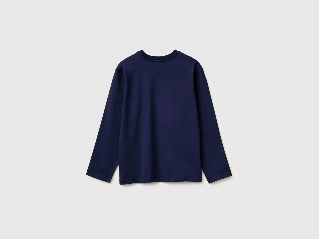 Benetton_Blue_Warm T-Shirt with Logo Print_3ATNC10QU_252_02