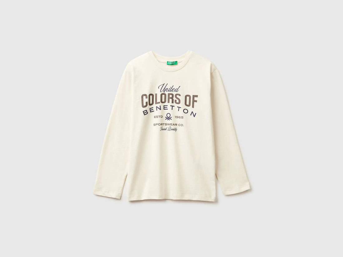 Benetton_Creamy White_Warm T-Shirt with Logo Print_3ATNC10QU_3C9_01