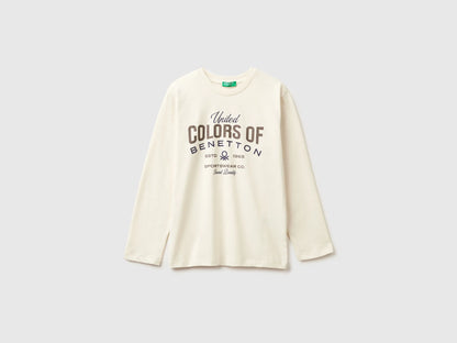 Benetton_Creamy White_Warm T-Shirt with Logo Print_3ATNC10QU_3C9_01