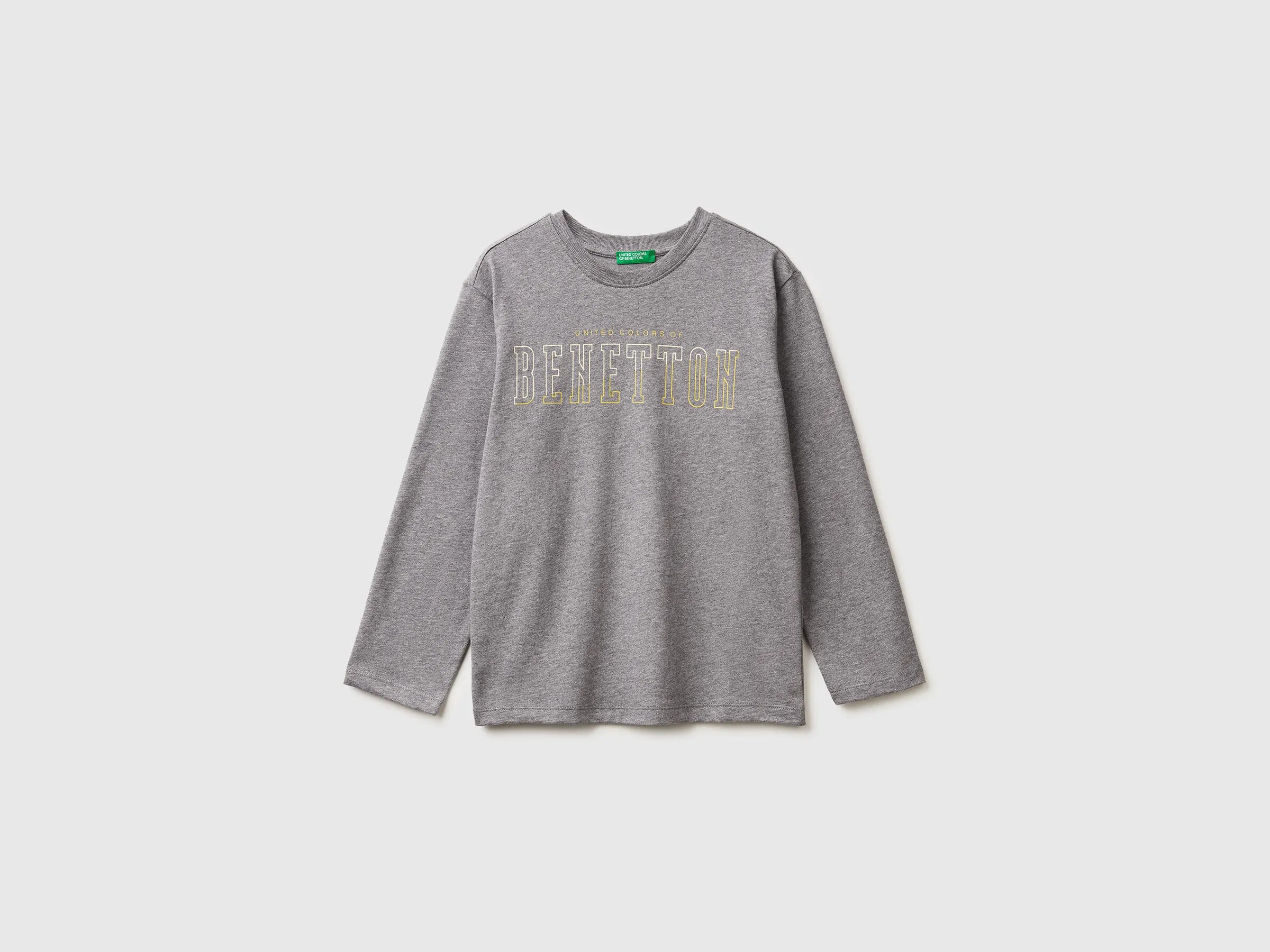 Benetton_Grey_Warm T-Shirt with Logo Print_3ATNC10QU_507_01