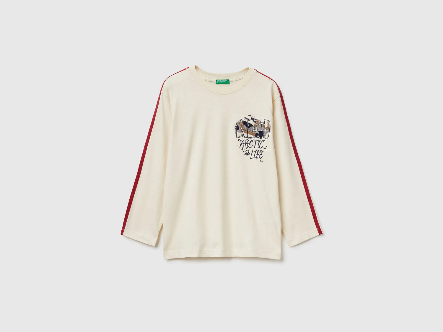 Benetton_Creamy White_T-Shirt with Graffiti Print_3ATNC10R7_3C9_01