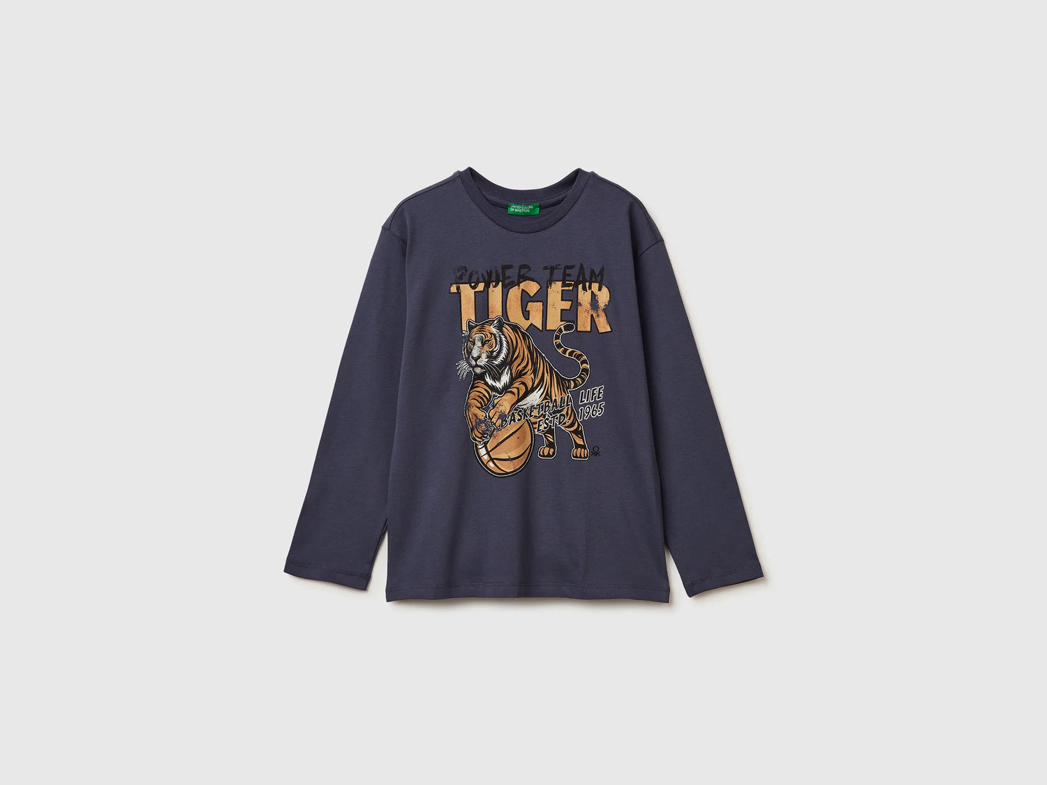 Benetton_Air Force Blue_T-Shirt in Warm Cotton with Print_3ATNC10R8_0J8_01