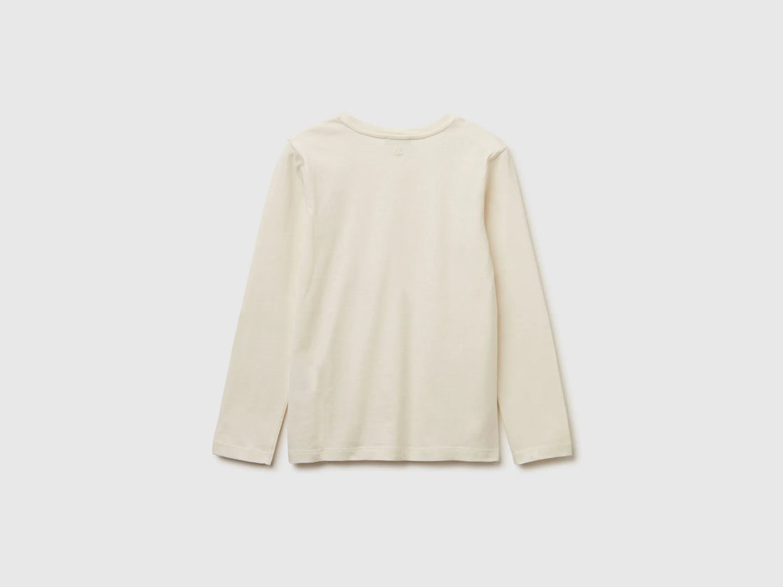 Benetton_Creamy White_T-Shirt with Rhinestone Applique_3ATNC10RF_0R2_02