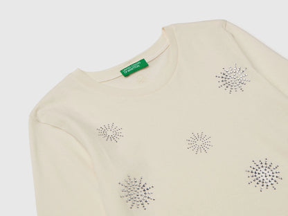 Benetton_Creamy White_T-Shirt with Rhinestone Applique_3ATNC10RF_0R2_03