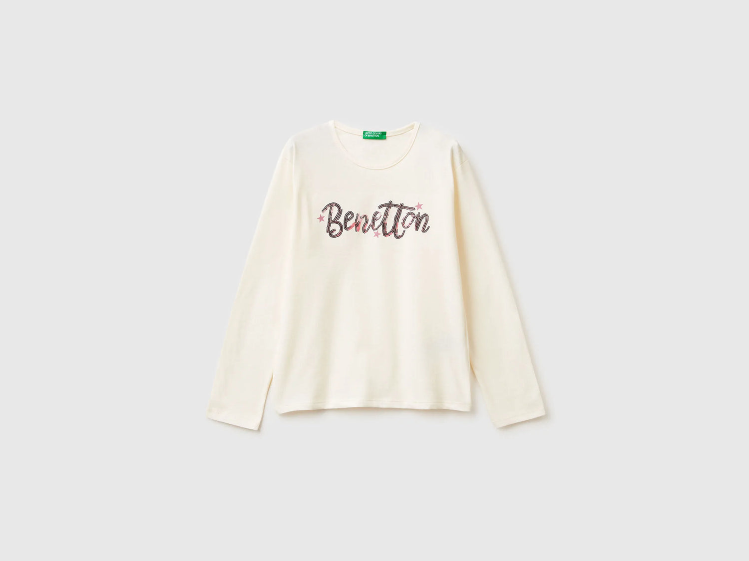 Benetton_Creamy White_T-Shirt in Warm Cotton with Sequins_3ATNC10RG_0R2_01