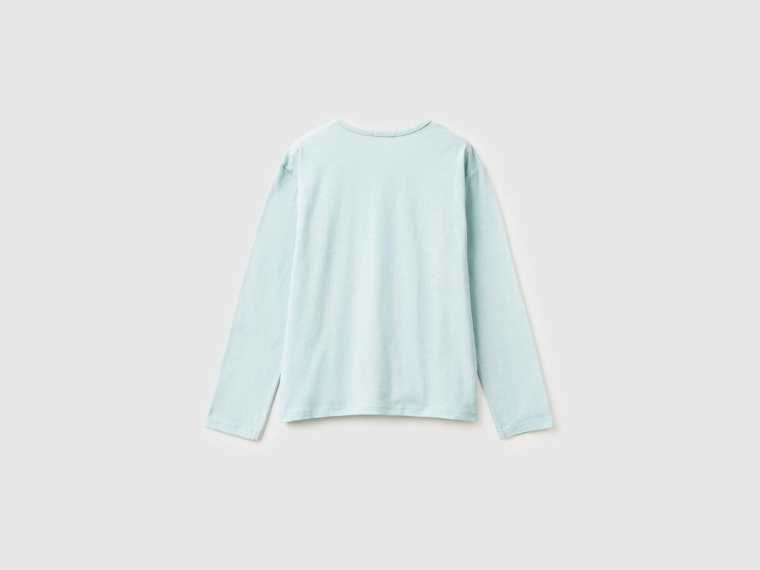 Benetton_Aqua_T-Shirt in Warm Cotton with Sequins_3ATNC10RG_17H_02