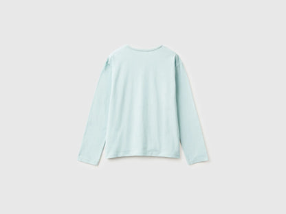 Benetton_Aqua_T-Shirt in Warm Cotton with Sequins_3ATNC10RG_17H_02