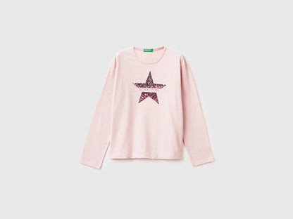 Benetton_Soft Pink_T-Shirt in Warm Cotton with Sequins_3ATNC10RG_3V5_01