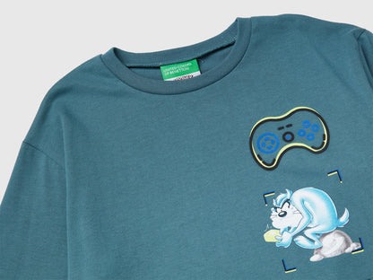 Benetton_Turquoise_T-Shirt with Photographic Print_3ATNC10RL_19W_03