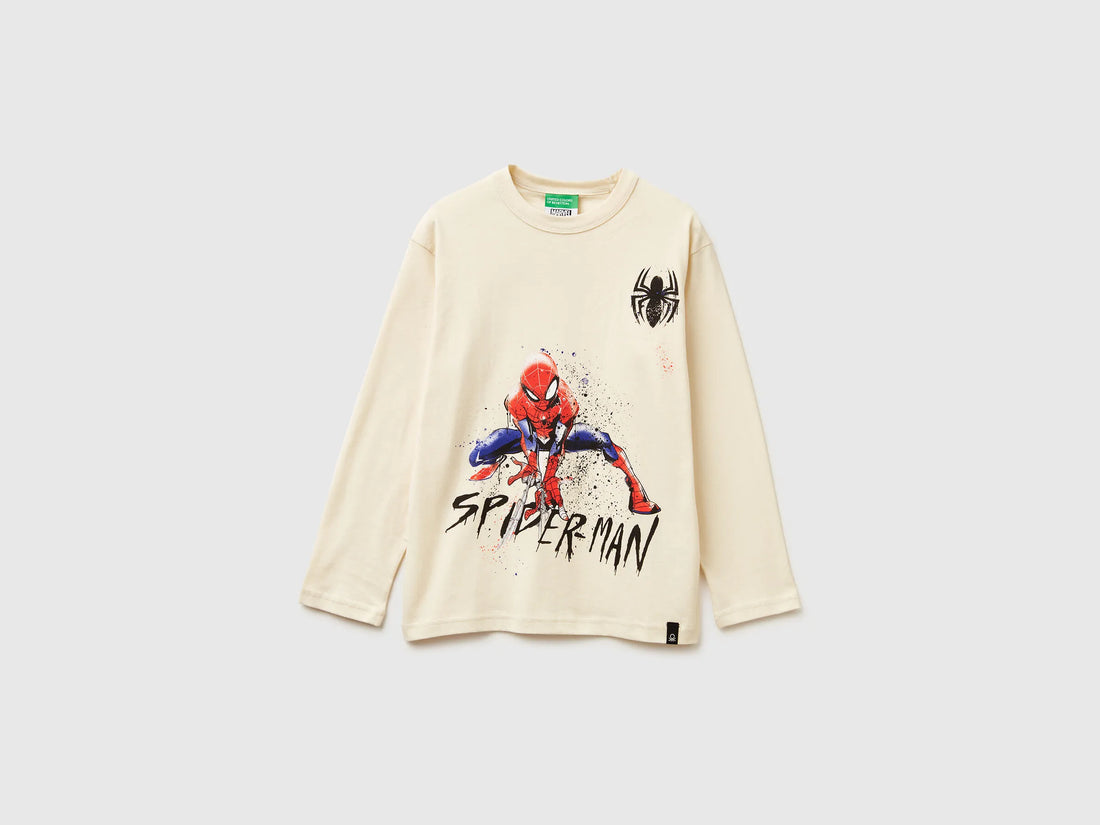 Benetton_White_T-Shirt with ©Marvel Spiderman Print_3ATNC10RN_3C9_01
