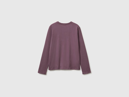 Benetton Plum Girls Long-Sleeved T-Shirt with Embroidery SKU: 3ATNC10U8_048 Image 02