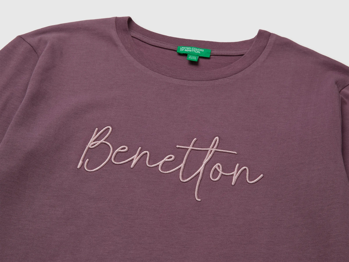 Benetton Plum Girls Long-Sleeved T-Shirt with Embroidery SKU: 3ATNC10U8_048 Image 03
