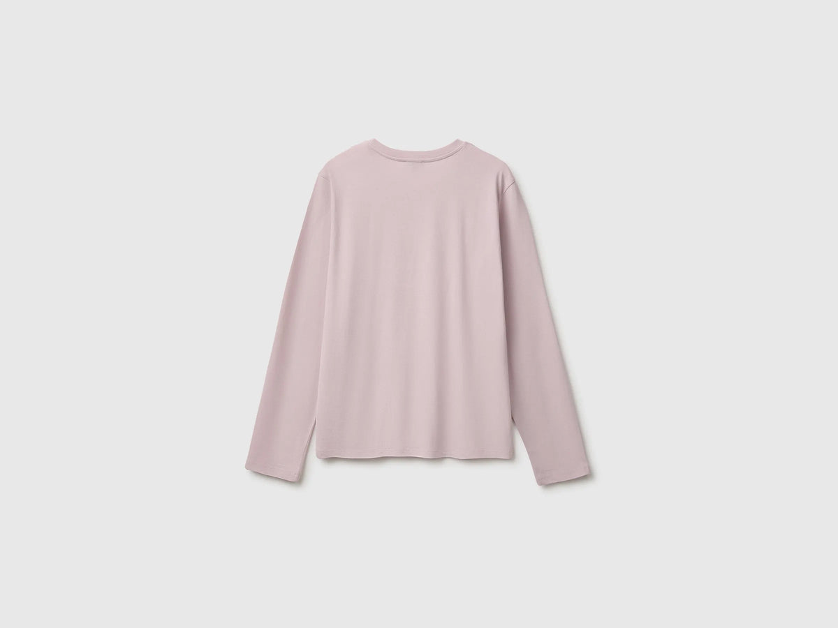 Benetton Pink Girls Long-Sleeved T-Shirt with Embroidery SKU: 3ATNC10U8_197 Image 02