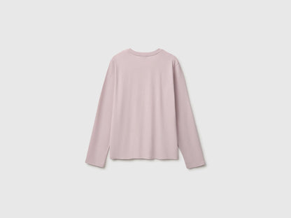 Benetton Pink Girls Long-Sleeved T-Shirt with Embroidery SKU: 3ATNC10U8_197 Image 02