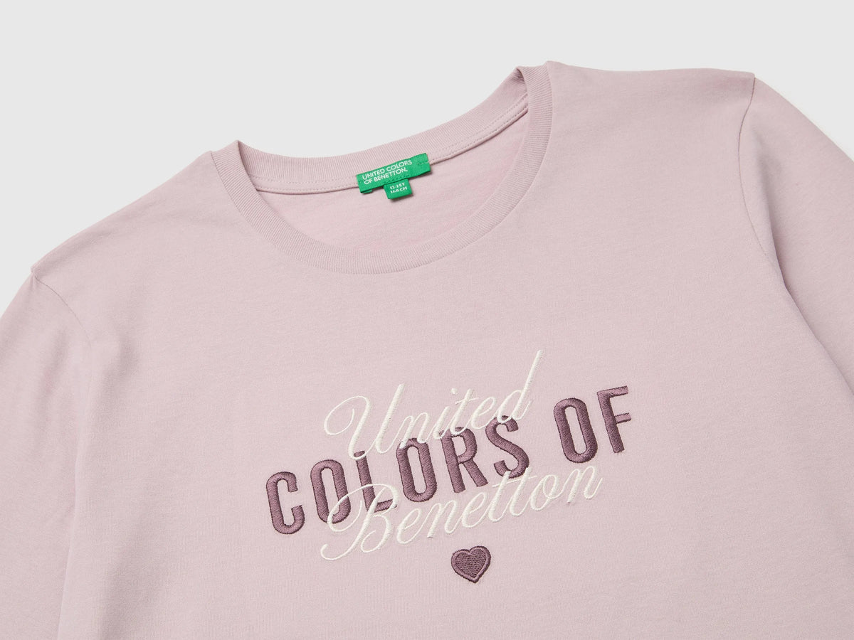 Benetton Pink Girls Long-Sleeved T-Shirt with Embroidery SKU: 3ATNC10U8_197 Image 03