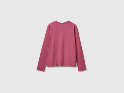 Benetton Fuchsia Girls Long-Sleeved T-Shirt with Embroidery SKU: 3ATNC10U8_2J4 Image 02