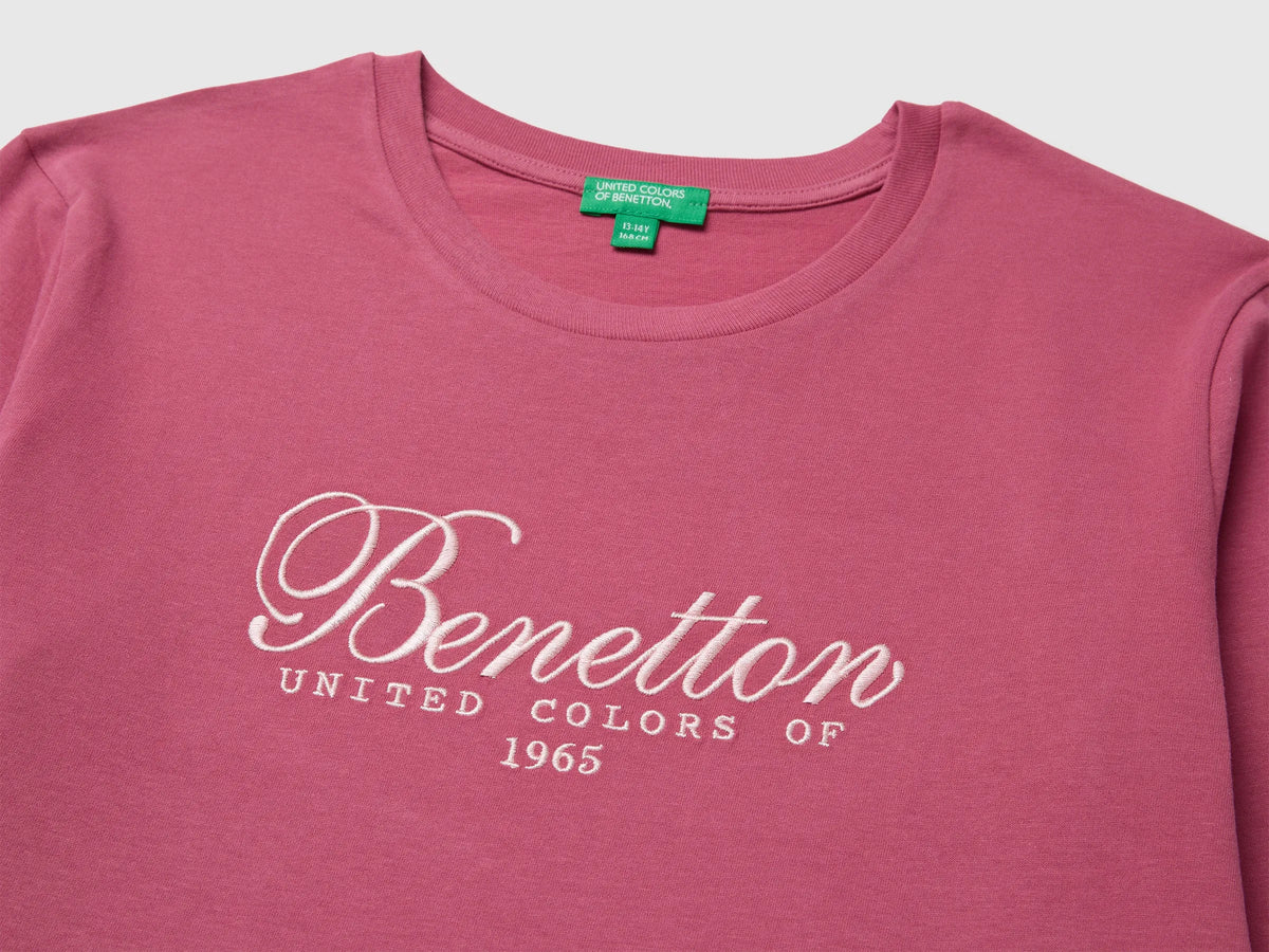 Benetton Fuchsia Girls Long-Sleeved T-Shirt with Embroidery SKU: 3ATNC10U8_2J4 Image 03
