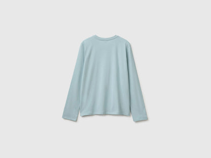 Benetton Aqua Girls Long-Sleeved T-Shirt with Embroidery SKU: 3ATNC10U8_31A Image 02