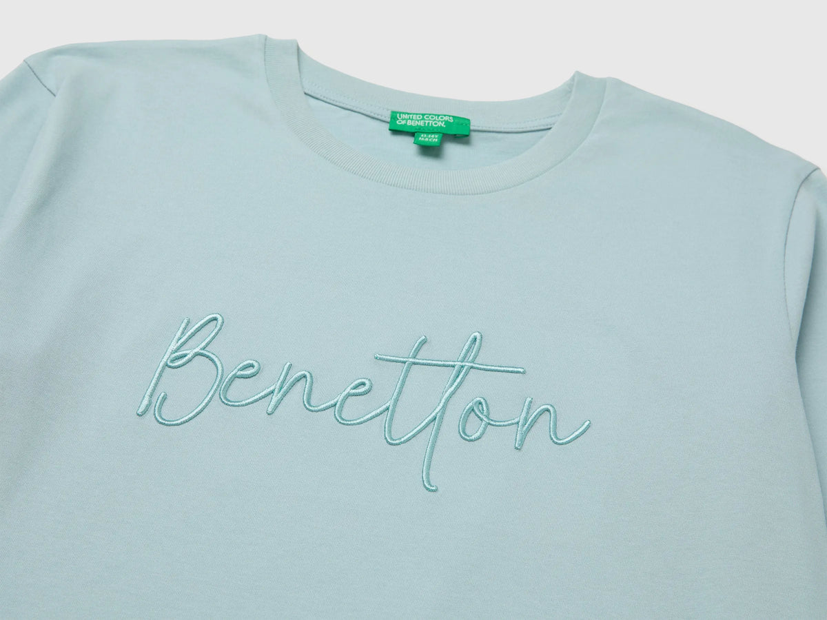 Benetton Aqua Girls Long-Sleeved T-Shirt with Embroidery SKU: 3ATNC10U8_31A Image 03