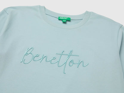 Benetton Aqua Girls Long-Sleeved T-Shirt with Embroidery SKU: 3ATNC10U8_31A Image 03