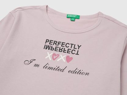 Benetton Pink Girls 100% Organic Cotton T-Shirt with Print SKU: 3ATNC10UA_197 Image 03