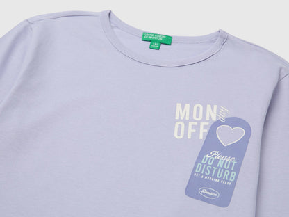Benetton Lavender Girls 100% Organic Cotton T-Shirt with Print SKU: 3ATNC10UA_19B Image 03
