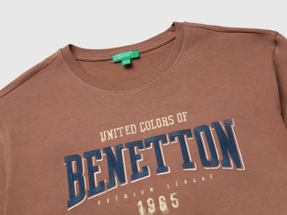 Benetton Brown Boys T-Shirt with Print and Embroidery SKU: 3ATNC10UD_0U3 Image 03