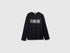 Benetton Black Boys T-Shirt with Print and Embroidery SKU: 3ATNC10UD_100 Image 01