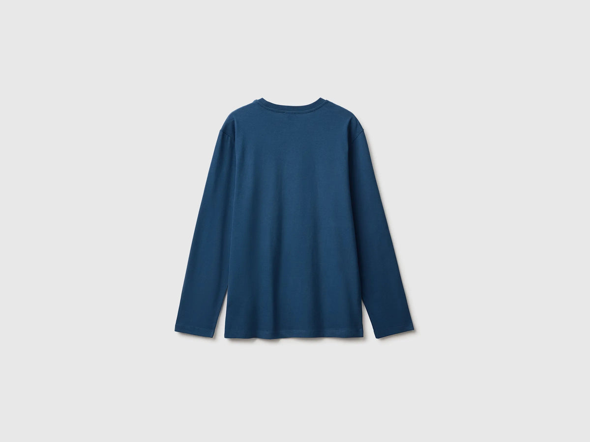 Benetton Dark Blue Boys T-Shirt with Print and Embroidery SKU: 3ATNC10UD_37T Image 02