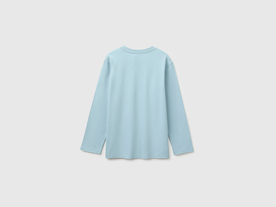 Benetton Air Force Blue Boys T-Shirt with Print and Embroidery SKU: 3ATNC10UD_3E4 Image 02