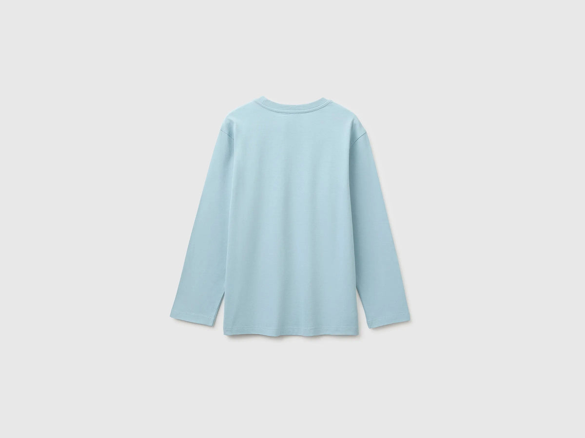 Benetton Air Force Blue Boys T-Shirt with Print and Embroidery SKU: 3ATNC10UD_3E4 Image 02