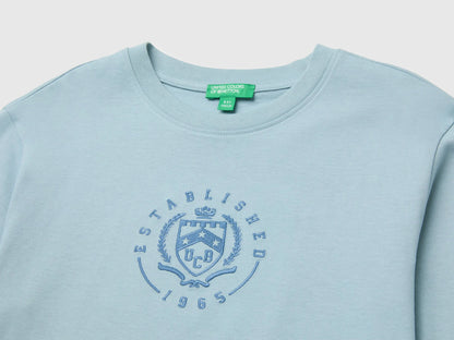 Benetton Air Force Blue Boys T-Shirt with Print and Embroidery SKU: 3ATNC10UD_3E4 Image 03