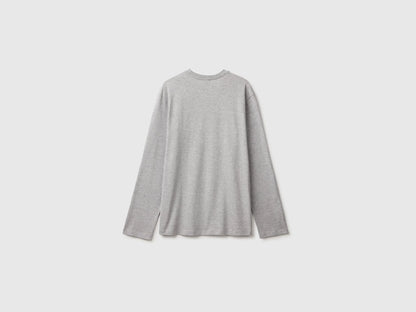 Benetton Light Gray Boys T-Shirt with Print and Embroidery SKU: 3ATNC10UD_501 Image 02