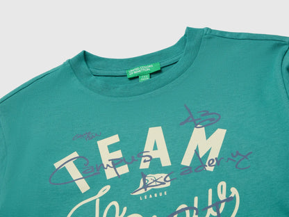 Benetton Dark Green Boys 100% Organic Cotton Printed T-Shirt SKU: 3ATNC10UF_285 Image 03