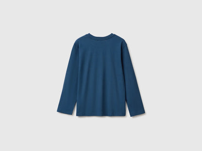 Benetton Dark Blue Boys 100% Organic Cotton Printed T-Shirt SKU: 3ATNC10UF_37T Image 02
