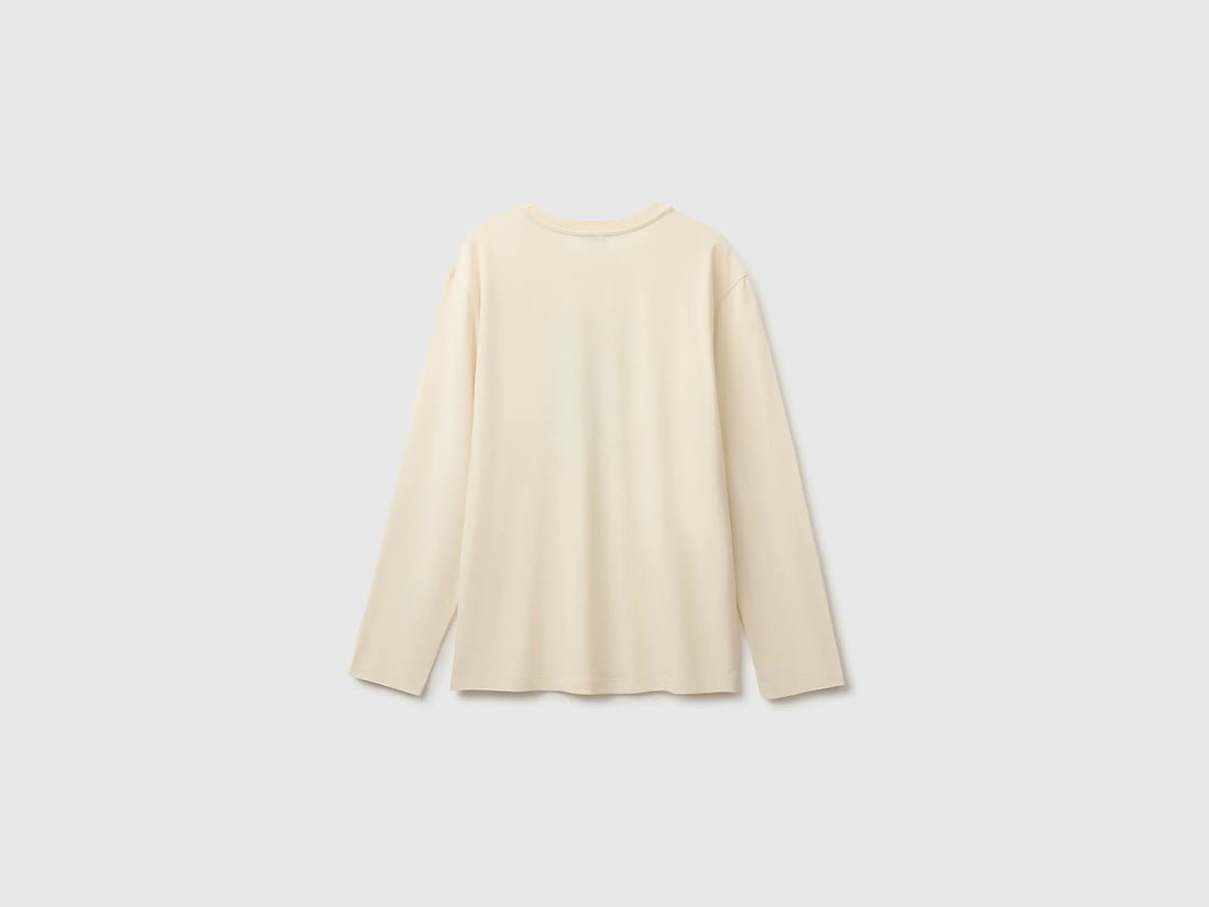 Benetton Creamy White Boys 100% Organic Cotton Printed T-Shirt SKU: 3ATNC10UF_3C9 Image 02