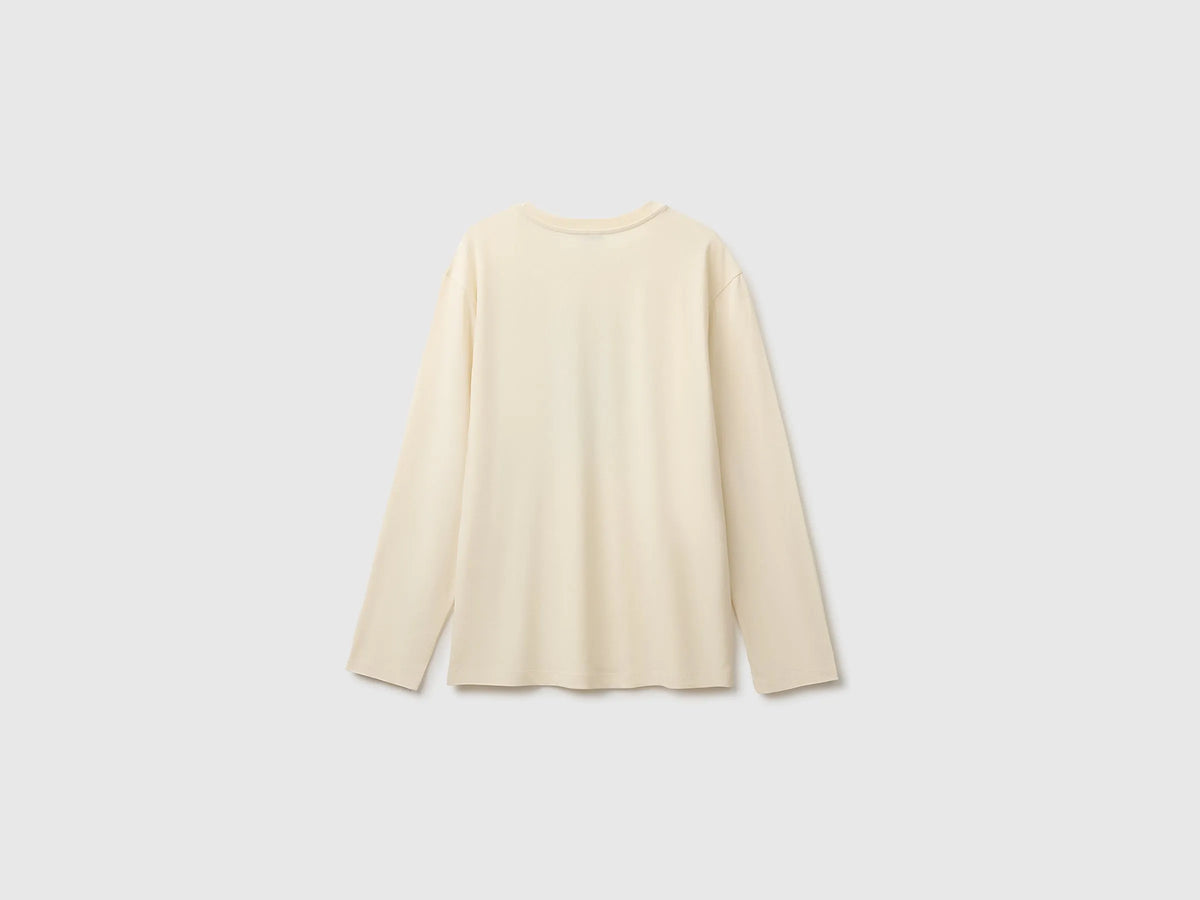 Benetton Creamy White Boys 100% Organic Cotton Printed T-Shirt SKU: 3ATNC10UF_3C9 Image 02