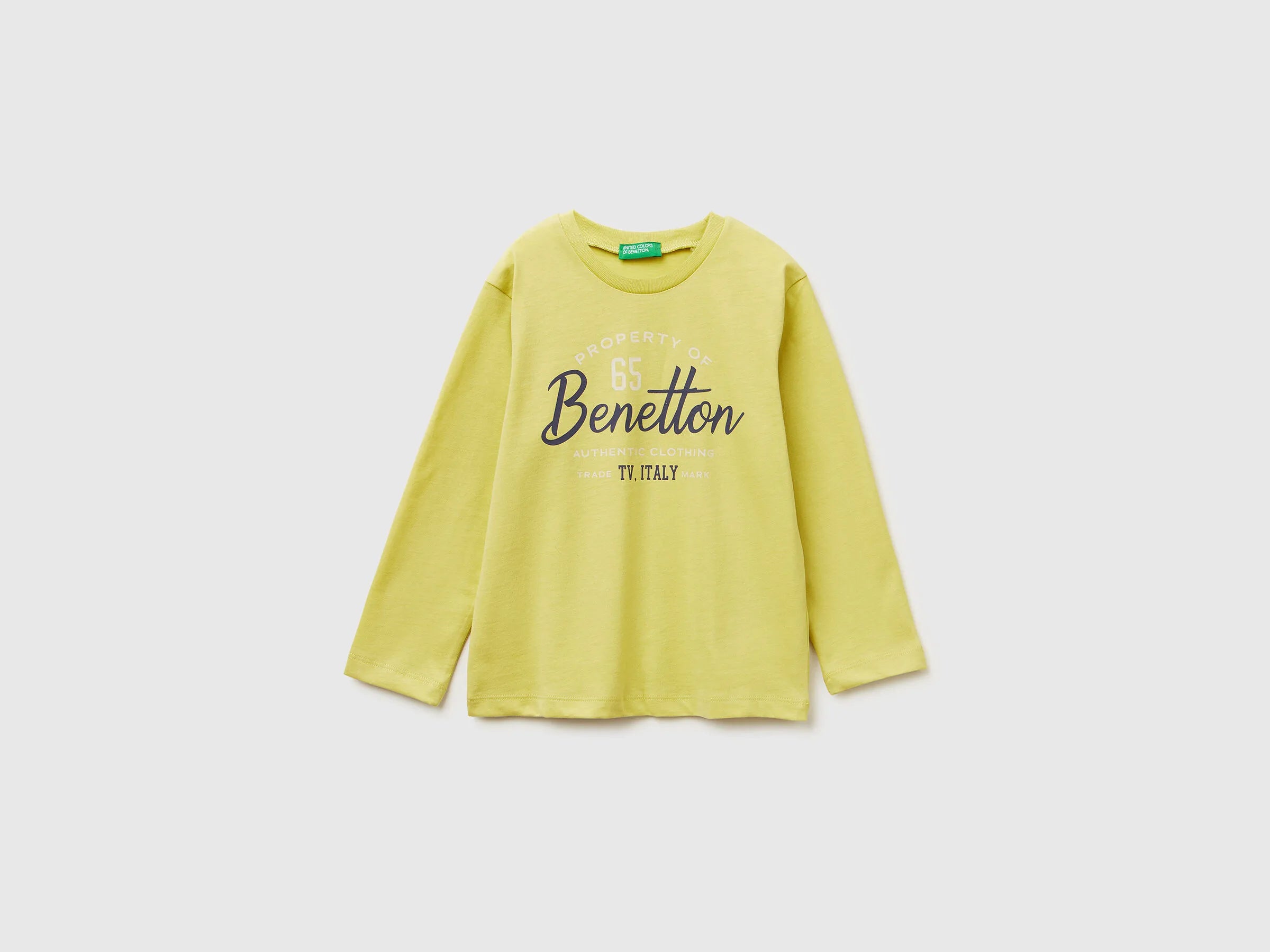 Benetton_Yellow_Crew Neck T-Shirt in Warm Cotton_3ATNG10KT_0Y6_01