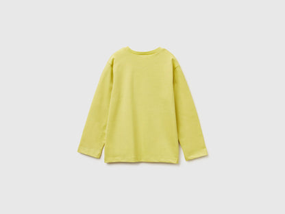 Benetton_Yellow_Crew Neck T-Shirt in Warm Cotton_3ATNG10KT_0Y6_02