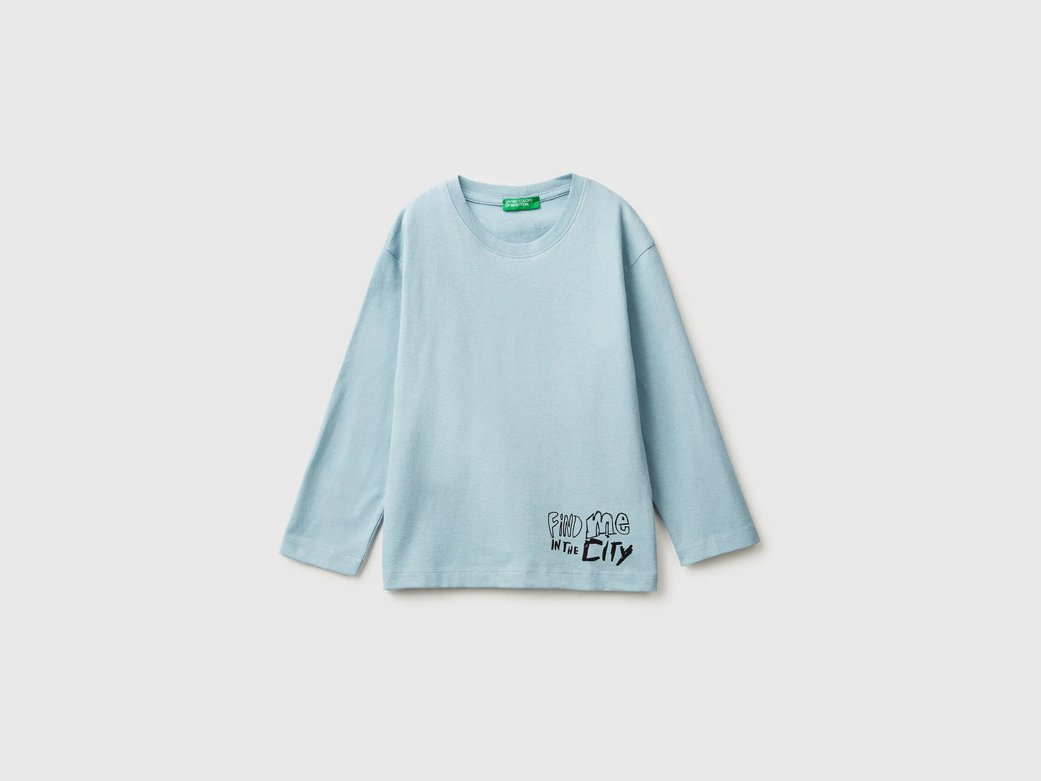 Benetton_Light Blue_T-Shirt with Print on Front and Back_3ATNG10KV_27G_01