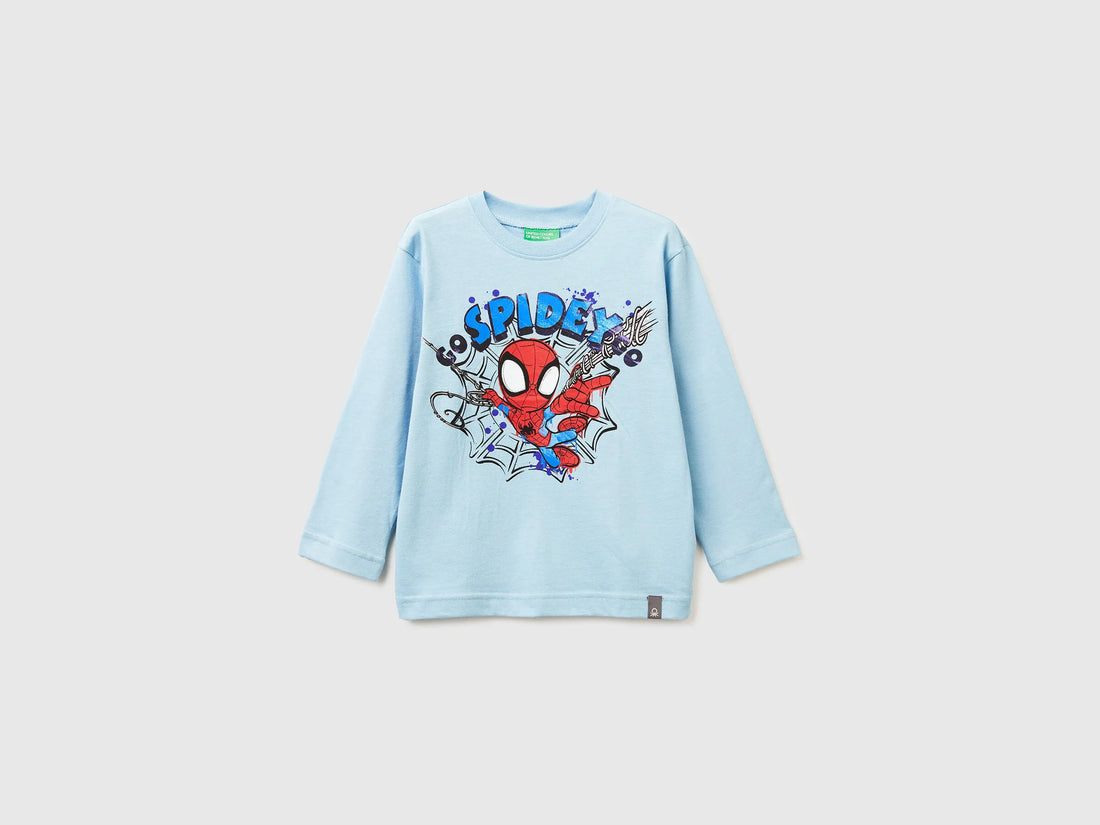 Benetton_Light Blue_Regular Fit ©Marvel Spiderman T-Shirt_3ATNG10L6_27G_01