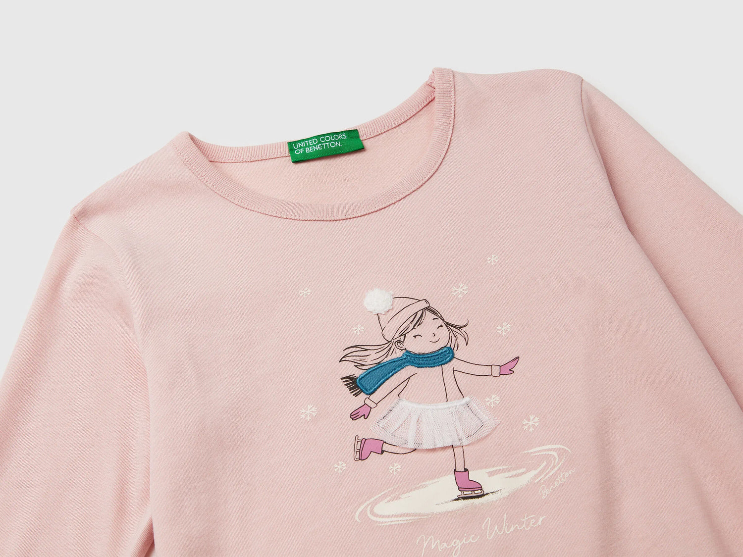 Benetton_Pink_T-Shirt with Print and Embroidery_3ATNG10L8_3V5_03