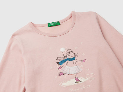 Benetton_Pink_T-Shirt with Print and Embroidery_3ATNG10L8_3V5_03