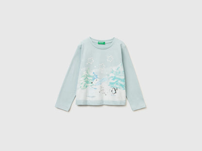 Benetton_Aqua_Cotton T-Shirt with Print_3ATNG10L9_17H_01