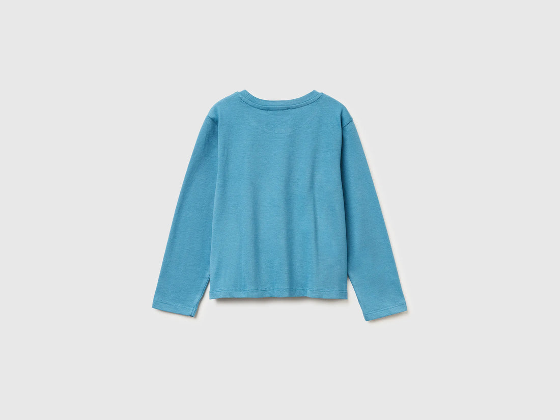 Benetton_Turquoise_Cotton T-Shirt with Print_3ATNG10L9_2H6_02