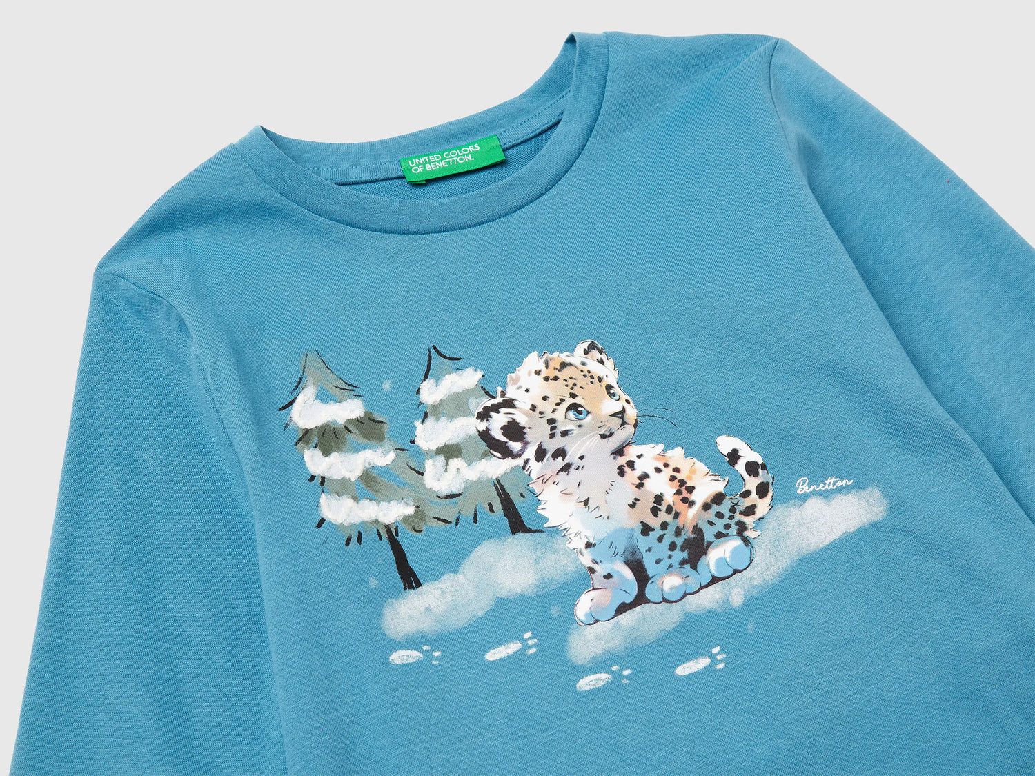 Benetton_Turquoise_Cotton T-Shirt with Print_3ATNG10L9_2H6_03