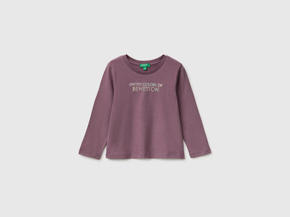 Benetton Plum Girls T-Shirt with Puffy Print SKU: 3ATNG10NI_048 Image 01