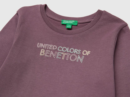 Benetton Plum Girls T-Shirt with Puffy Print SKU: 3ATNG10NI_048 Image 03